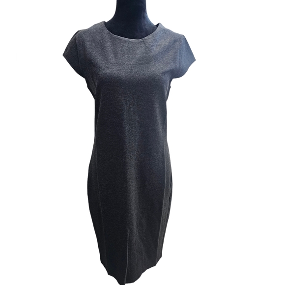 NWT Gray Zip Up Cap Sleeve Bodycon Midi Dress Large - Picture 4 of 7